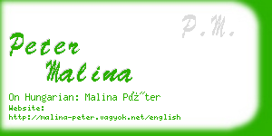 peter malina business card